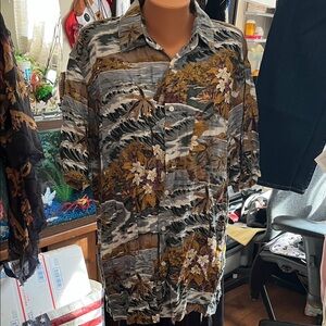 Tropical Print Casual Button Down Shirt